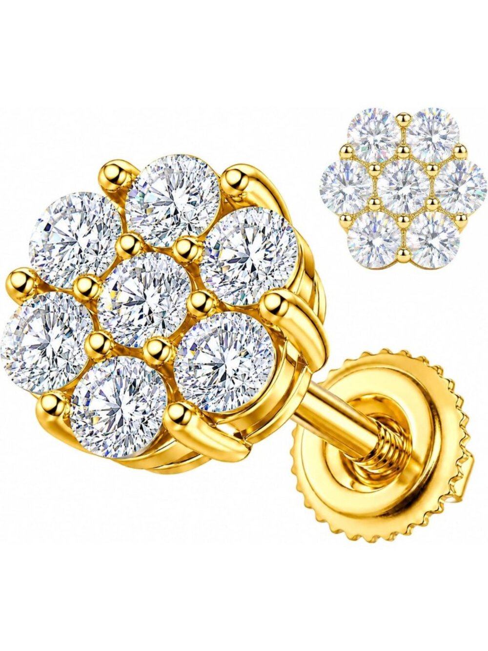 Elegant Moissanite Flower Cluster Stud Earrings - 925 Sterling Silver for Women